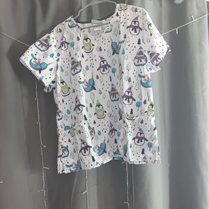 SCRUB STAR CHRISTMAS PENGUIN SCRUB TOP